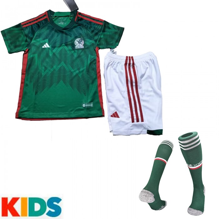 2022 World Cup Mexico Home Green Jersey Kit short sleeve (Shirt + Short +Sock)-1256163