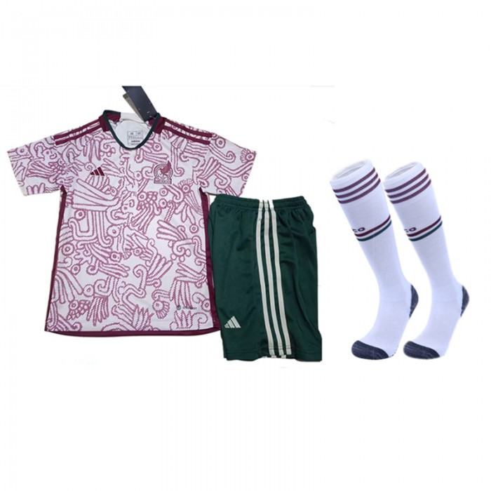 2022 World Cup Mexico Away Khkai suit short sleeve kit Jersey (Shirt + Short +Sock)-8144846