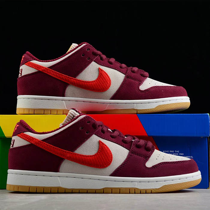 Skate Like a Girl x SB Dunk Low Running Shoes-Wine Red/White-4525022