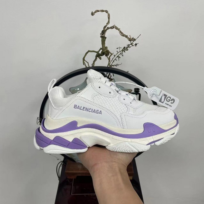 Balenciaga Triple S Sneaker 17FW ins Women Running Shoes-White/Purple-9732717