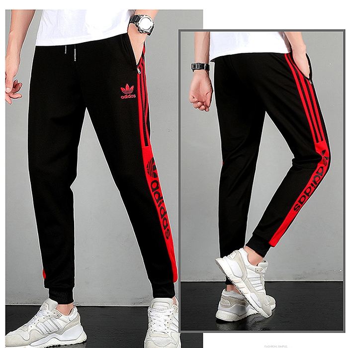 Fashion Casual Long Pants-Black/Red-7107769