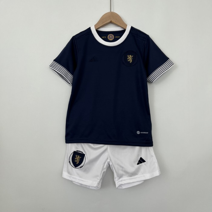 2023 kids Scotland 150th Anniversary Navy Blue Jersey Kit short sleeve (Shirt + Short)-3696316