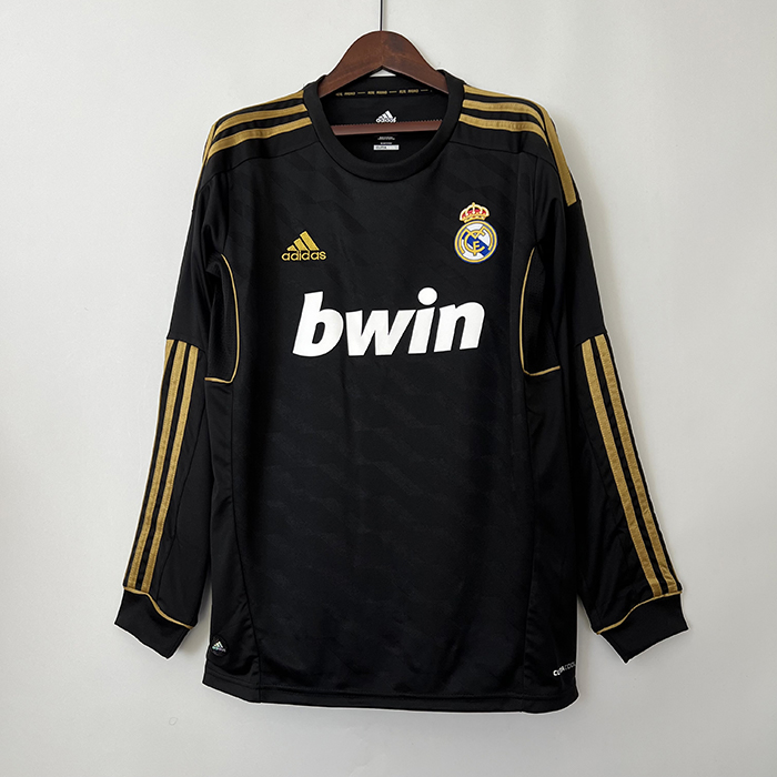 Retro 11/12 Real Madrid Away Black Jersey Kit Long Sleeve-9914554