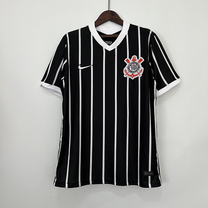 Retro 20/21 Corinthians Away Black White Jersey Kit short sleeve-4401340