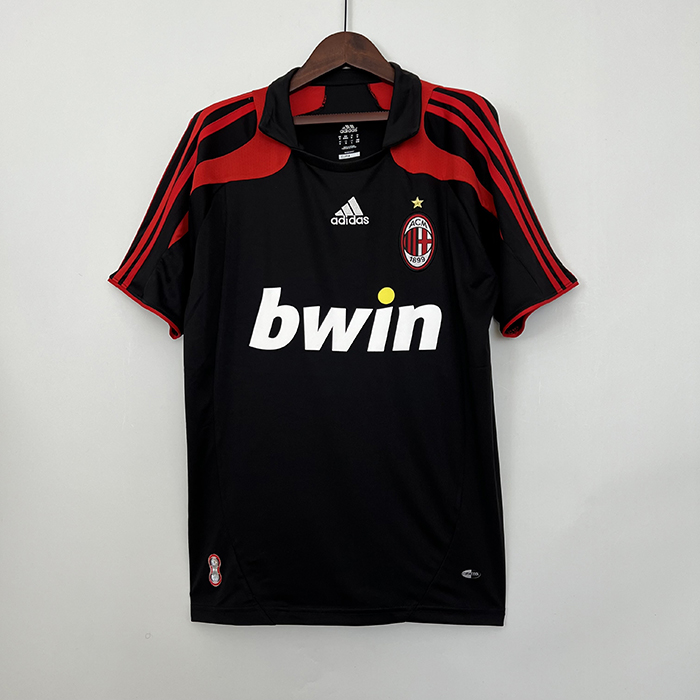 Retro 07/08 AC Milan Third Away Black White Jersey Kit short sleeve-4197825