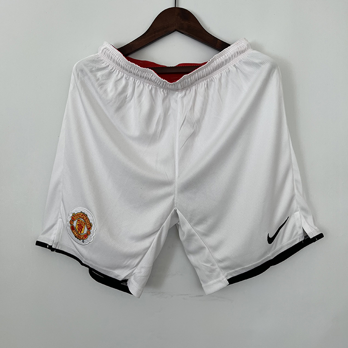 Retro 07/08 Shorts Manchester United M-U Home White Shorts Jersey-4420285