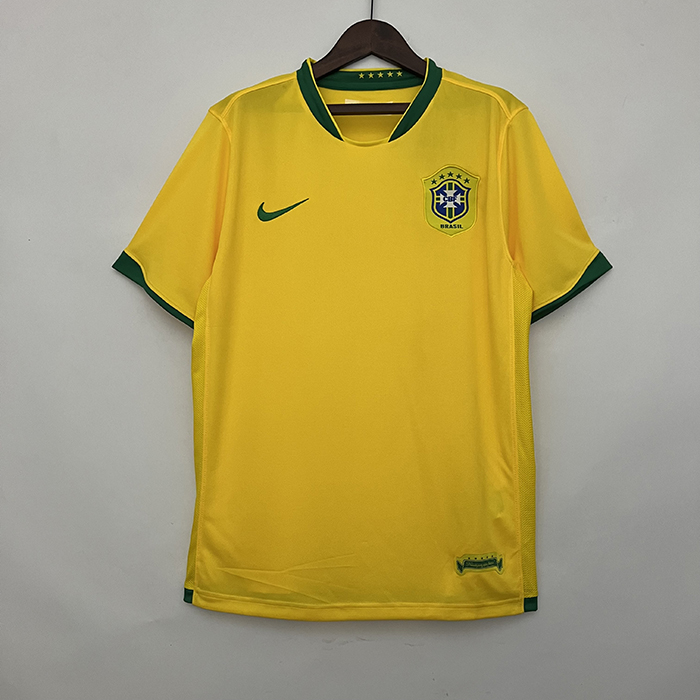 Retro 2006 Brazil Home Yellow Jersey Kit short sleeve-5026659