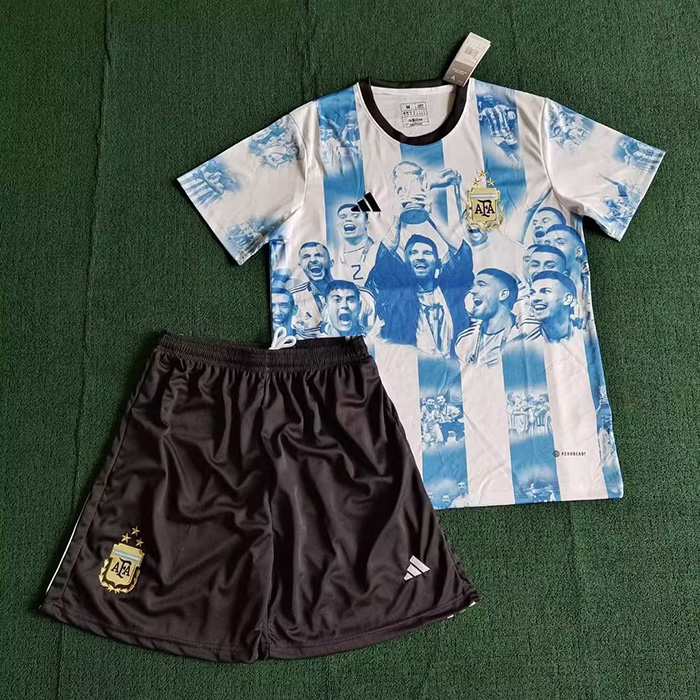 2022 Argentina Commemorative Edition Blue White Jersey Kit short sleeve (Shirt + Short)-5474141