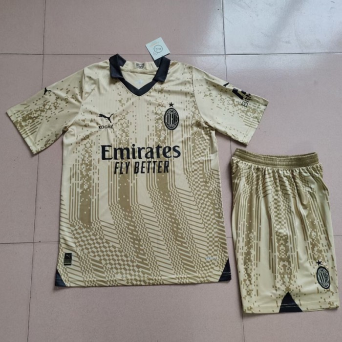 22/23 AC Milan Goalkeeper Gold Jersey Kit short sleeve (Shirt + Short)-2768783