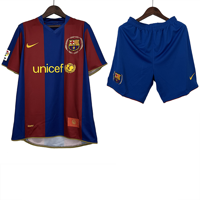 Retro 07/08 Barcelona Home Blue Red Jersey Kit short sleeve (Shirt + Short)-6998947