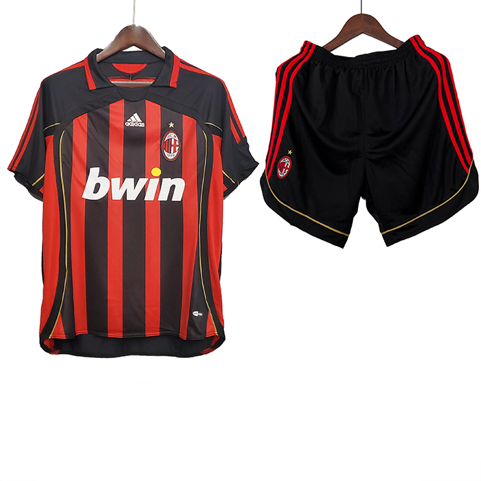 Retro 06/07 AC Milan Home Black Red Jersey Kit short sleeve (Shirt + Short)-687659
