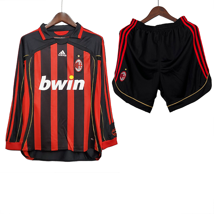 Retro 06/07 AC Milan Home Black Red Jersey Kit Long sleeve (Long sleeve + Short)-4197174