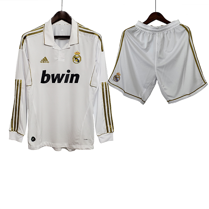 Retro 11/12 Real Madrid Home White Jersey Kit Long sleeve (Long sleeve + Short)-6271504