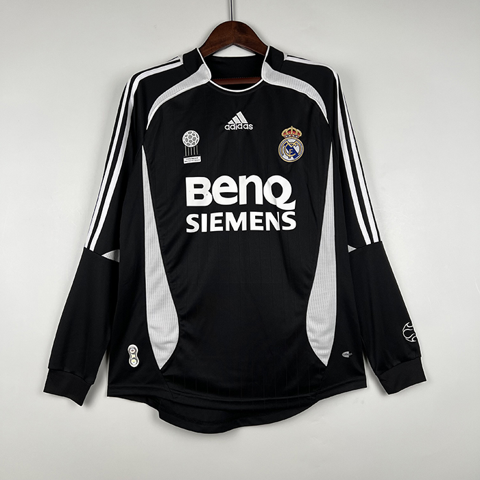 Retro 06/07 Real Madrid Third Away Black Jersey Kit Long Sleeve-7798846