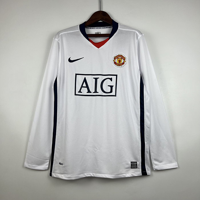 Retro 07/08 Manchester United M-U White Jersey Kit Long Sleeve-878068