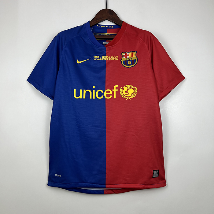 Retro 08/09 Barcelona UEFA Champions League Home Red Blue Jersey Kit short sleeve-8833657