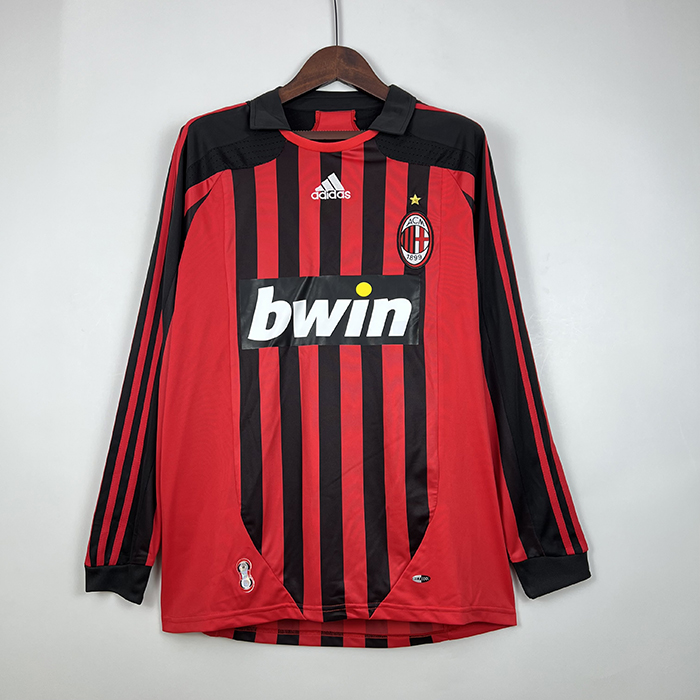 Retro 07/08 AC Milan Home Red Black Jersey Kit Long Sleeve-9521865