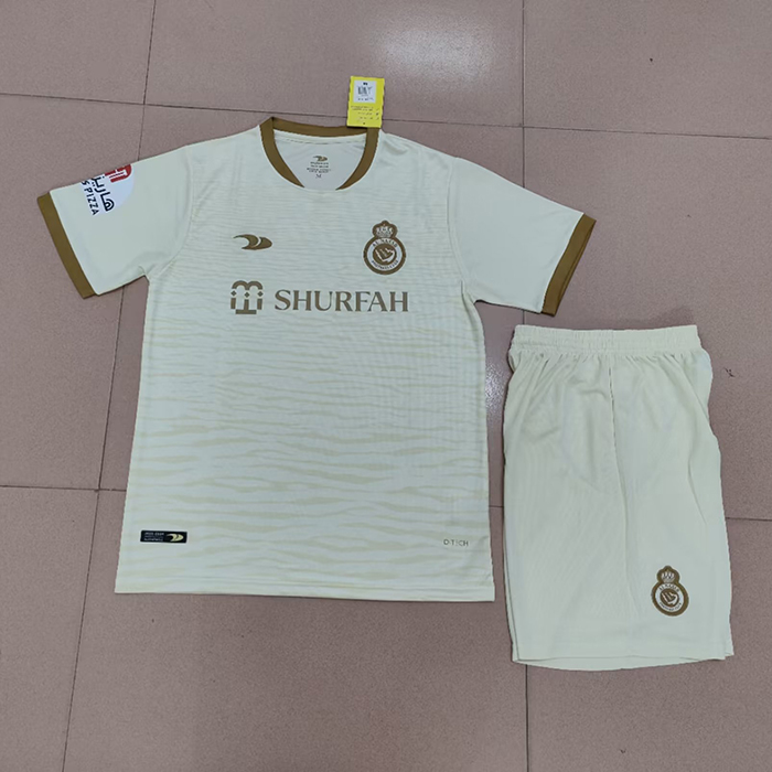 22/23 Al-Nassr FC Riyadh Victory second Away Light Yellow Jersey Kit short sleeve (Shirt + Short )-7352414