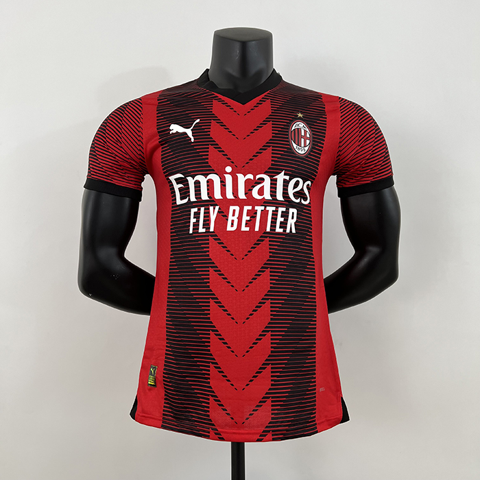 23/24 AC Milan Home Red Black Jersey Kit short sleeve (Player Version)-7772202