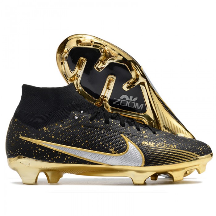 Air Zoom Mercurial Vapor XV Elite FG High Soccer Shoes-Black/Gold-5341130
