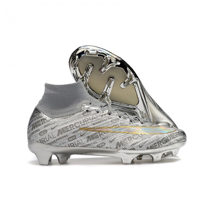 Air Zoom Mercurial Superfly IX Elite FG High Soccer Shoes-Gray/Silver-4381737