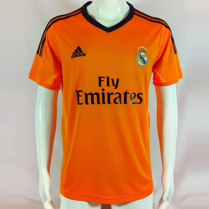 Retro 2013/14 Real Madrid Third Away Orange Jersey Kit short sleeve-8839486