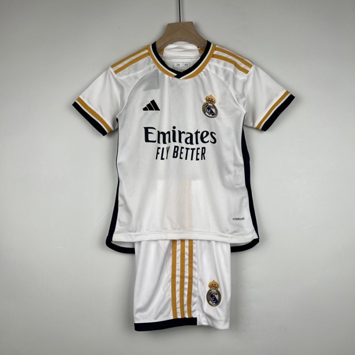 23/24 Kids Real Madrid home Kids Jersey Kit short sleeve (Shirt + Short)-1263859