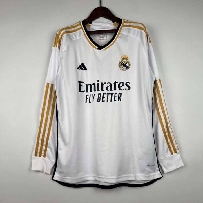23/24 Real Madrid Home White Jersey Kit Long Sleeve-3574781
