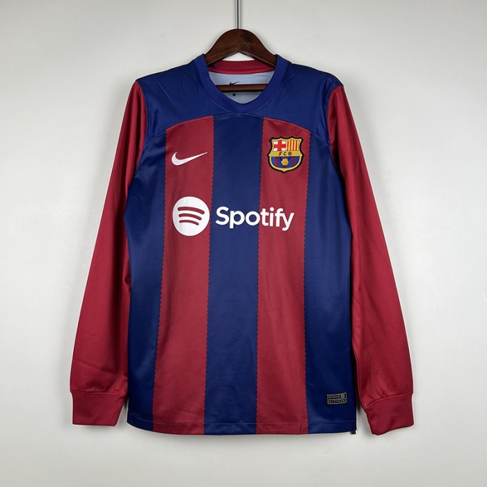 23/24 Barcelona Home Red Blue Long Sleeve Jersey Kit Long Sleeve-8099993