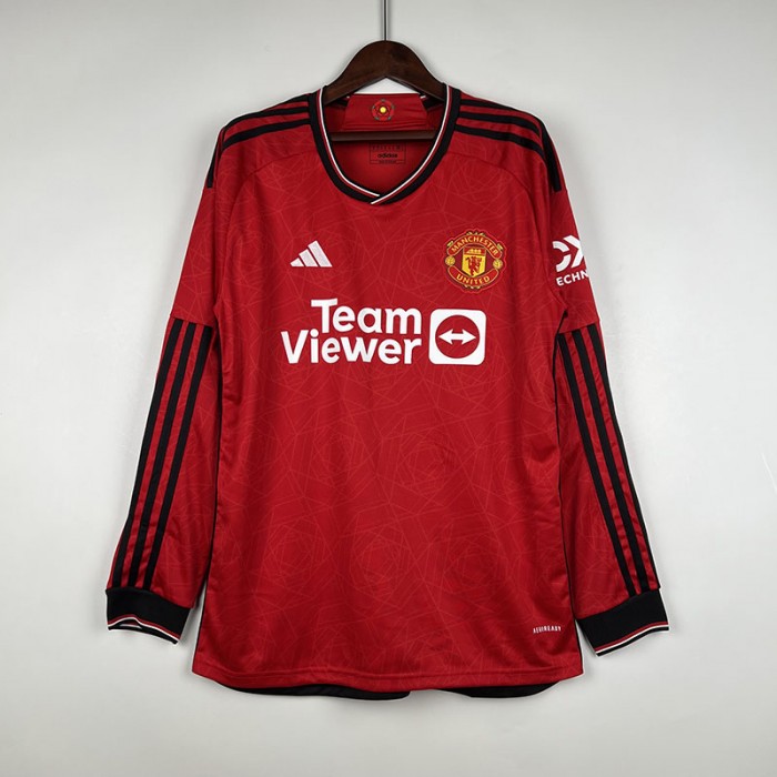 23/24 Manchester United M-U Home Long Sleeve Red Jersey Kit Long Sleeve-8170186