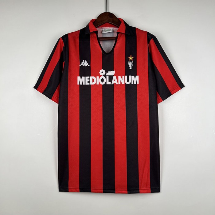 Retro 89/90 AC Milan Home Red Black Jersey Kit short sleeve-9481493