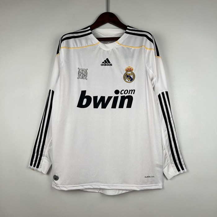 Retro 09/10 Real Madrid Home White Long Sleeve Jersey Kit Long Sleeve-8911499