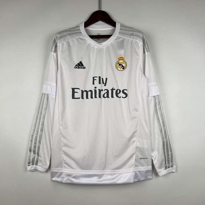 Retro 15/16 Real Madrid Home White Long Sleeve Jersey Kit Long Sleeve-7227607
