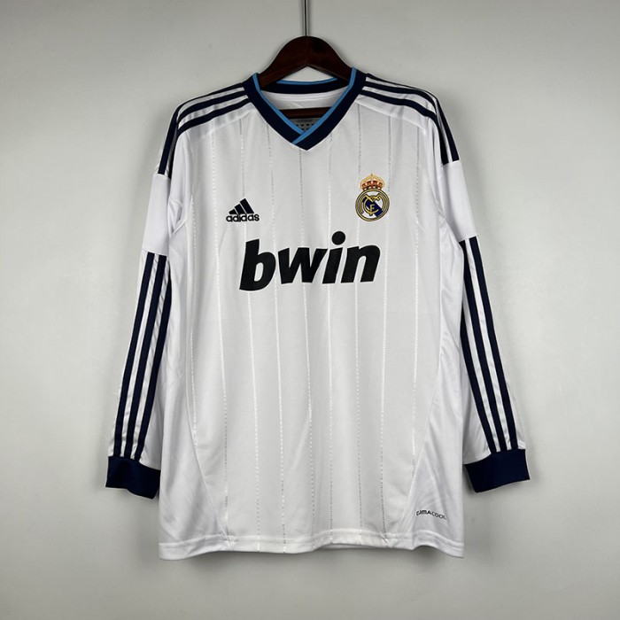 Retro 12/13 Real Madrid Home White Long Sleeve Jersey Kit Long Sleeve-3656886
