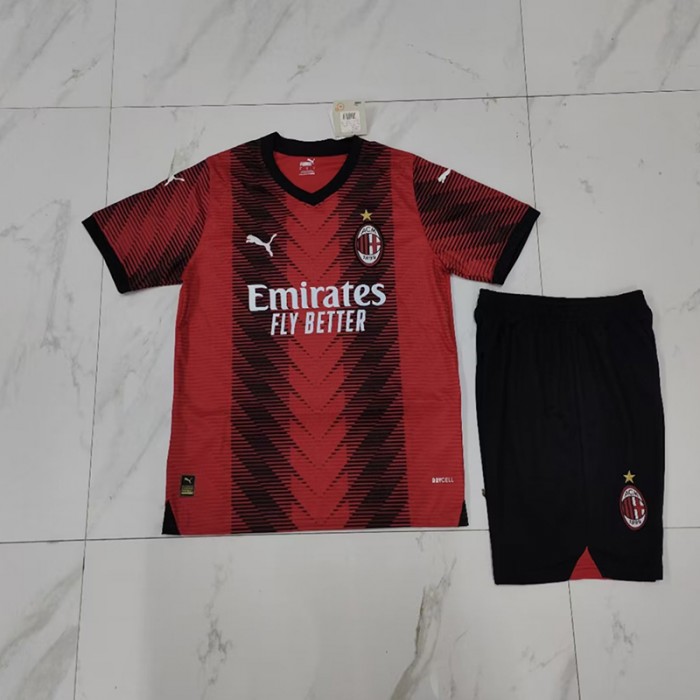 23/24 AC Milan Home Red Jersey Kit (Shirt + Short)-6815136