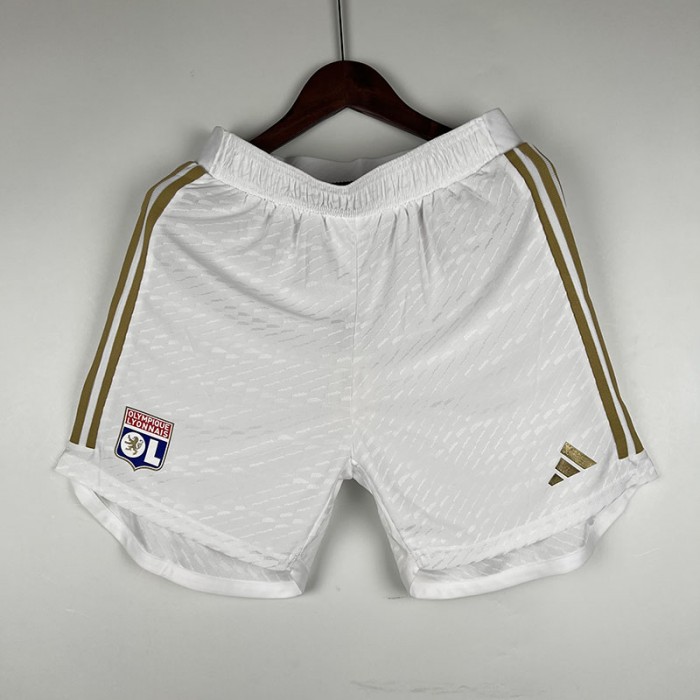 23/24 Lyon Home Shorts White Shorts Jersey-7408108