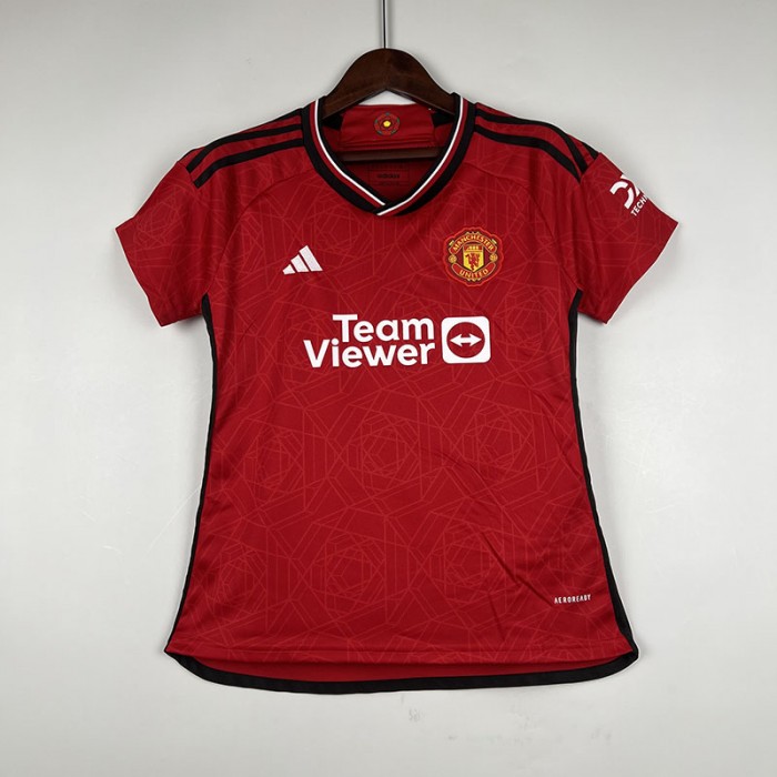 23/24 Women Manchester United M-U Home Red Jersey Kit short sleeve-9883414