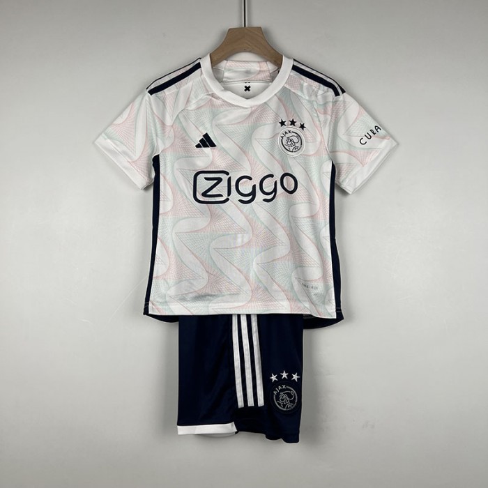 23/24 Kids Ajax away White Kids Jersey Kit short sleeve (Shirt + Short)-7115069