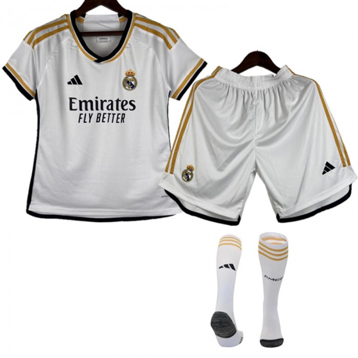 23/24 Women Real Madrid Home White Jersey Kit short Sleeve (Shirt + Short + Socks)-370634