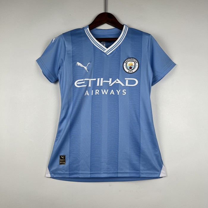 23/24 Women Manchester City Home Blue Jersey Kit short sleeve-8717761
