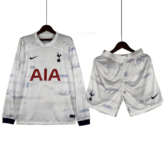 23/24 Tottenham Hotspur Home White Gray Jersey Kit Long Sleeve (Long Sleeve + Short)-4566580