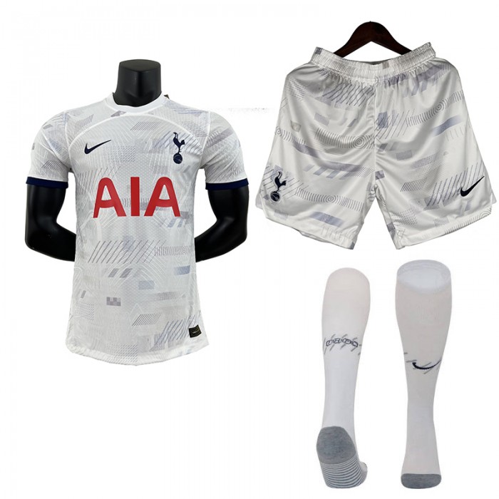 23/24 Tottenham Hotspur Home White Gray Jersey Kit short Sleeve (Shirt + Short + Socks) (player version)-8153395