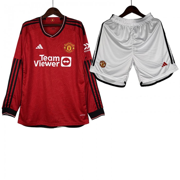 23/24 Manchester United M-U Home Red Jersey Kit Long Sleeve (Long Sleeve + Short)-1607871