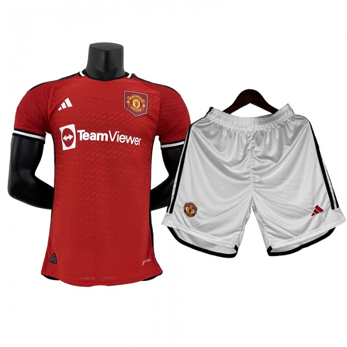 23/24 Manchester United M-U Home Red Jersey Kit short Sleeve (Shirt + Short ) (player version)-3145182