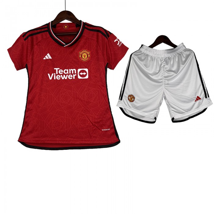 23/24 Women Manchester United M-U Home Red Jersey Kit short Sleeve (Shirt + Short)-2970314