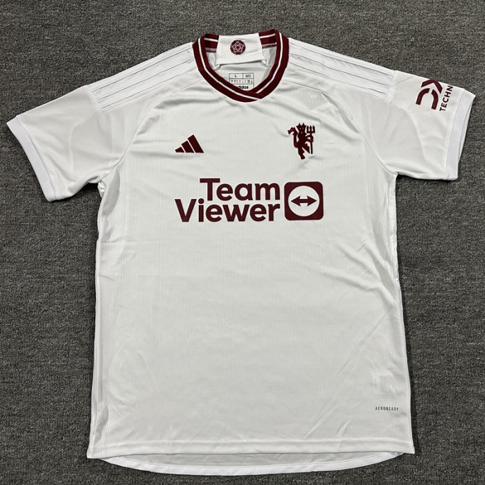 23/24 Manchester United M-U Second Away White Jersey Kit short sleeve-5961418