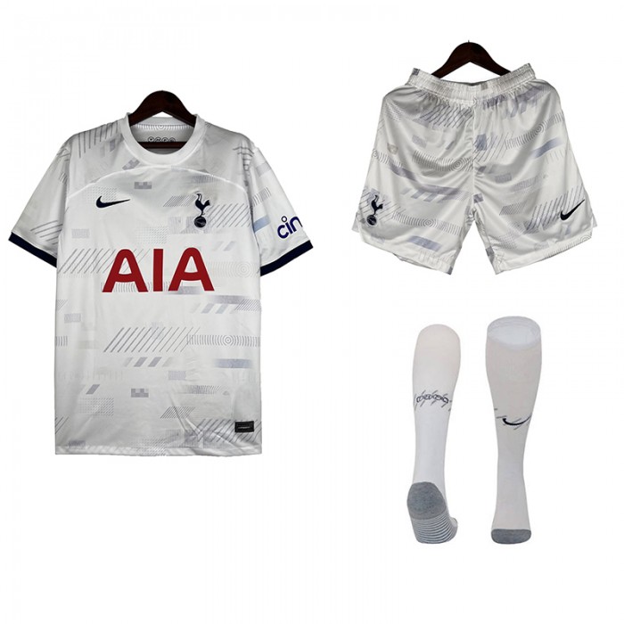 23/24 Tottenham Hotspur Home White Gray Jersey Kit short Sleeve (Shirt + Short + Socks)-6430907