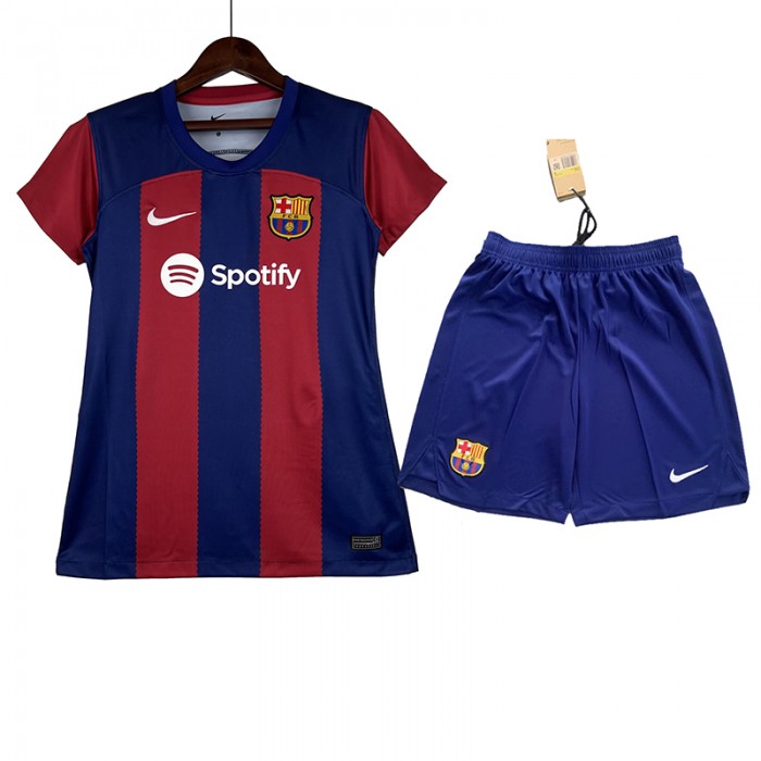 23/24 Women Barcelona Home Blue Red Women Jersey Kit short Sleeve (Shirt + Short)-5751293