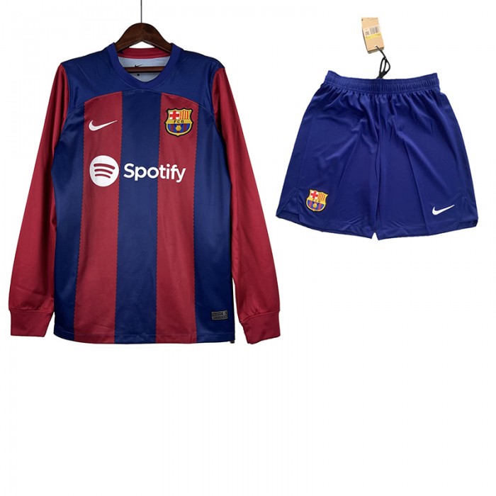 23/24 Barcelona Home Blue Red Jersey Kit Long Sleeve (Long Sleeve + Short)-9391316