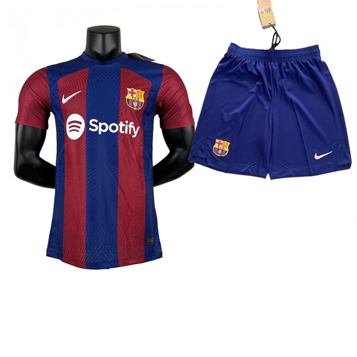23/24 Barcelona Home Blue Red Jersey Kit short Sleeve (Shirt + Short) (player version)-548198